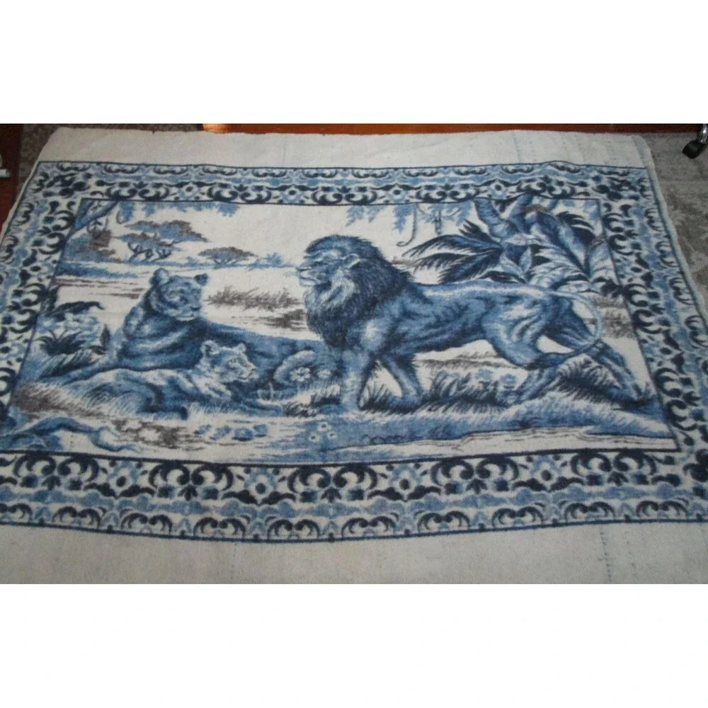 Alpaca wool blanket, tapestry or wall hanging 60 X 90 Blue and white
